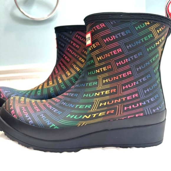 Womens Hunter Play Size 7 Logo Rain Boot Rainbow - Picture 5 of 10